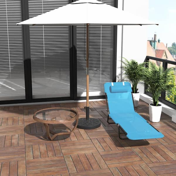 AOPSPS 72 in. Blue Steel Outdoor Chaise Lounge with Adjustable