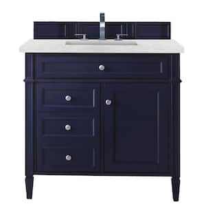 Brittany 36 in. W x 23.5 in.D x 34 in. H Single Bath Vanity in Victory Blue with Quartz Top in Eternal Jasmine Pearl