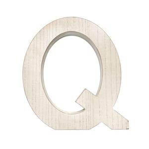 Large 15.75 in. Tall Distressed White Wash Decorative Monogram Wood Letter (Q)