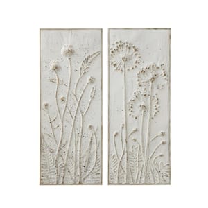 Unframed Home Metal Wall Art Print Decor with Flowers (Set of 2 Styles) 14 in. x 2 in. x 36 in.