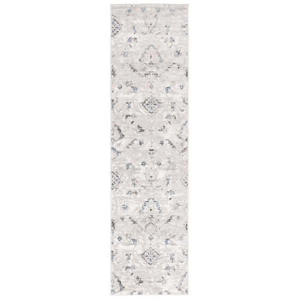 Quincy 2 ft. x 8 ft. Ivory/Light Gray Oriental Runner Rug