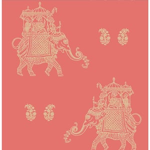 Brewster Wallcovering A Street Prints Pink Coral Tan Elephant Designer Wallpaper