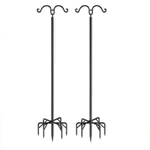 108 in. Metal String Light Poles for Outside, 7-Prong Backyard Lights Outdoor Pole (2-Pack)