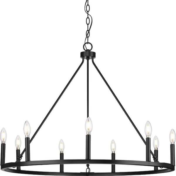 Progress Lighting Gilliam 35-1/2 in. 9-Light Matte Black Chandelier