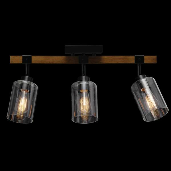 thumbnail image 2 of Globe Electric Austin 3-Light Track Lighting - Farmhouse Style With Wood Finish And Black Accents 2 of 13
