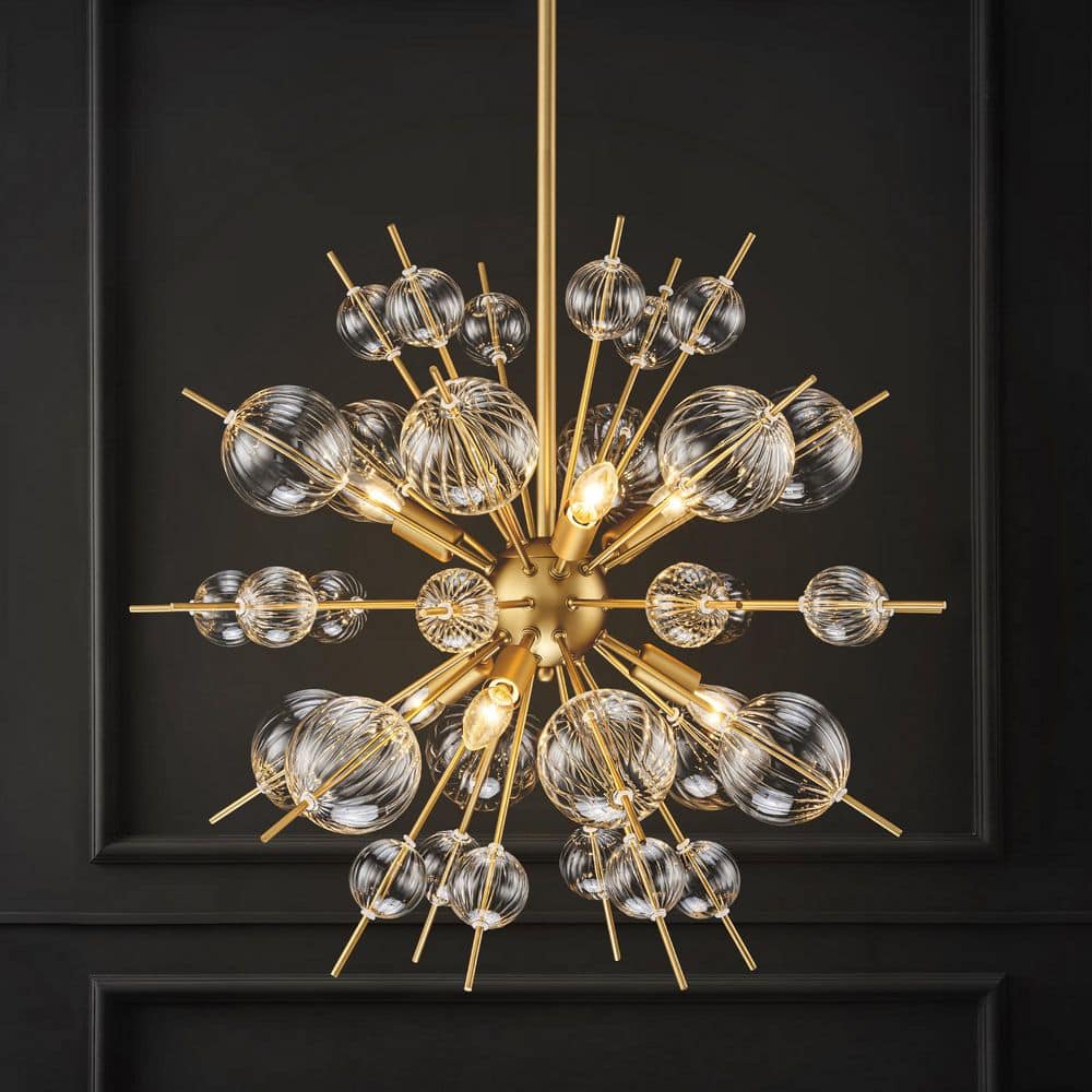 RRTYO Yursa 6-Light Mid-Century Modern Gold Linear Sputnik