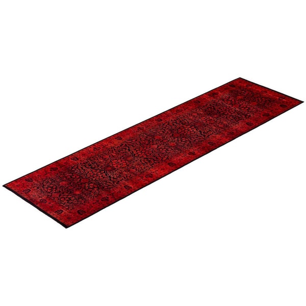 Overdyed Red 3 ft. x 11 ft. Wool Indoor Area Rug