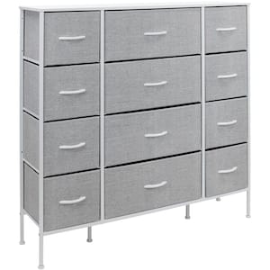 12-Drawer White Classic Chest Fabric Bin Drawers 48.75 in. H x 46.5 in. W x 11.75 in. D