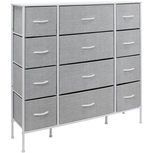 Sorbus 12-Drawer White Classic Chest Fabric Bin Drawers 48.75 in. H x 46.5 in. W x 11.75 in. D