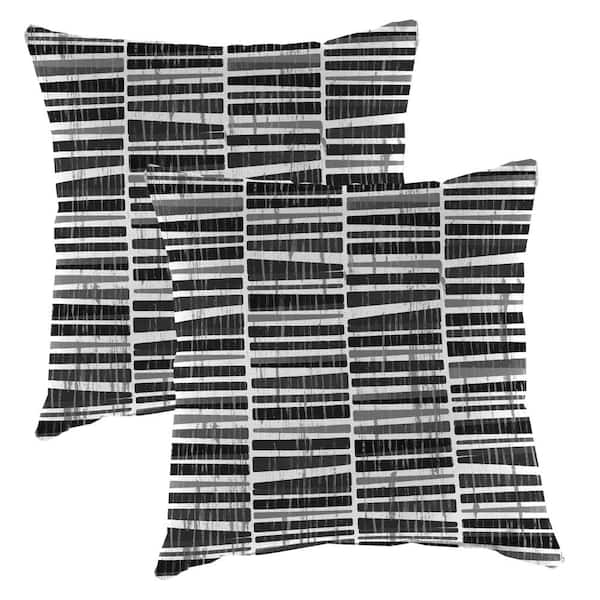 Jordan Manufacturing 16 in. L x 16 in. W x 4 in. T Square Outdoor Throw Pillow in Rogue Black (2-Pack)