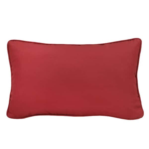 Outdoor Solid Red Olefin Textured Lumbar Pillow 14 x 26-Includes 1-Lumber Pillow