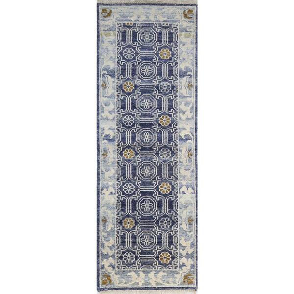 BASHIAN Delphi Navy 3 ft. x 8 ft. Geometric Transitional Area Rug Runner