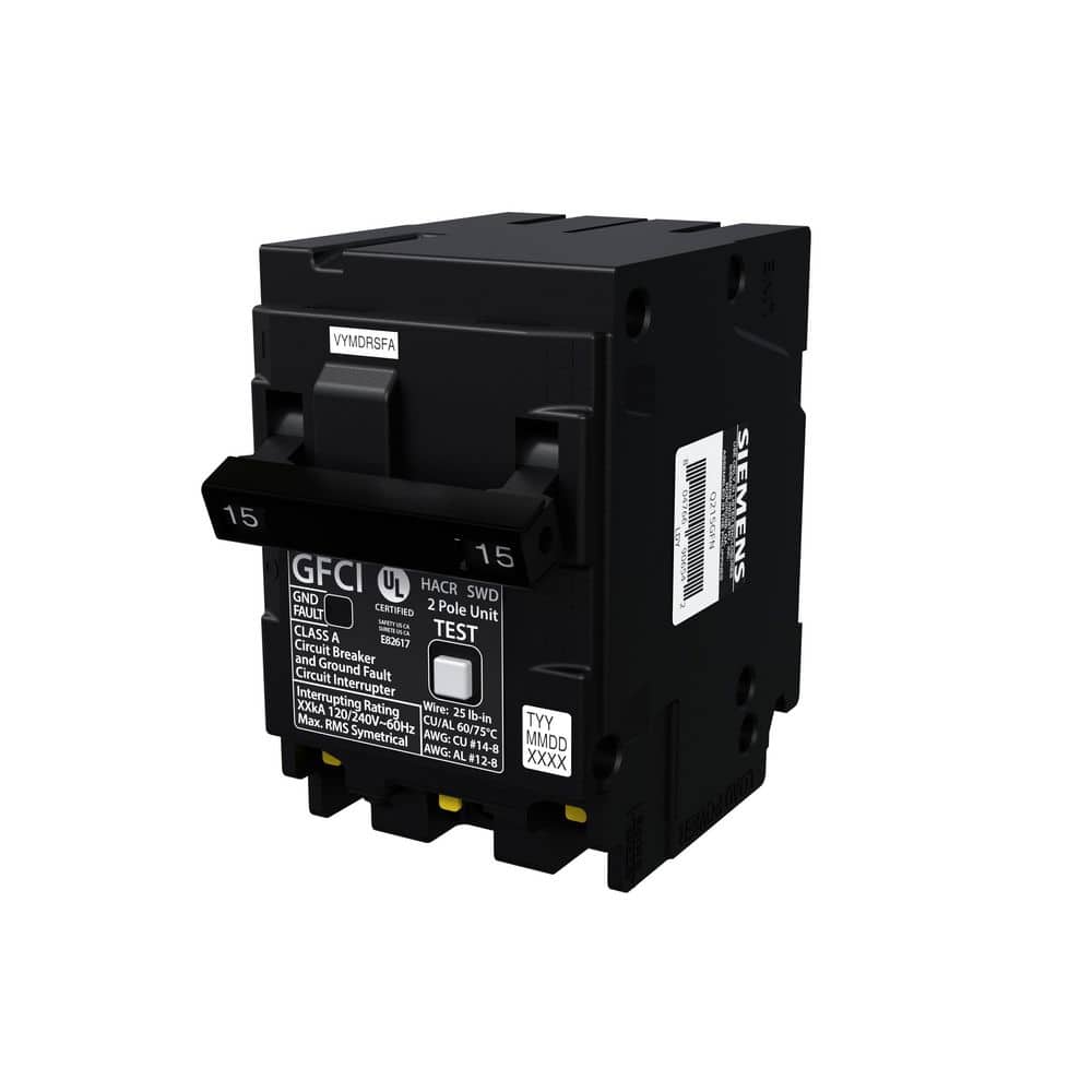 Siemens QPFBN 15 Amp 2-Pole GFCI Plug-On Neutral Circuit Breaker