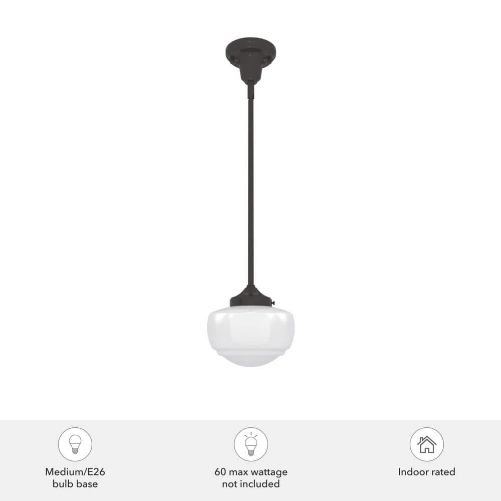 Saddle Creek Noble Bronze Mini Pendant with White Glass Shade