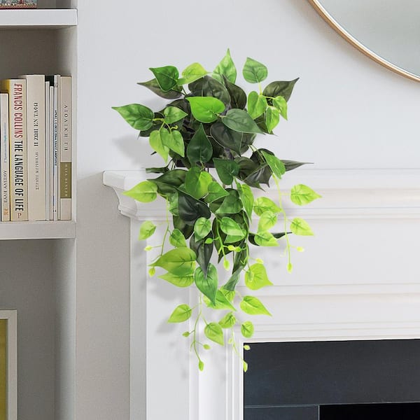 LIVING LUXURY 24 in. Artificial Philodendron Ivy Leaf Vine Hanging Plant Greenery Foliage Bush