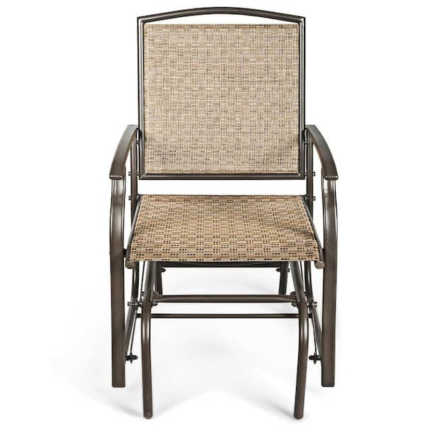 1-Person Brown Metal Outdoor Glider