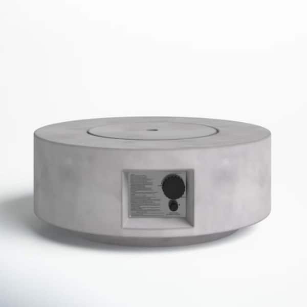 Mondawe 30 in. W 40,000 BTU Round Reinforced Concrete Outdoor Propane Gas Fire Pit Table with Lid