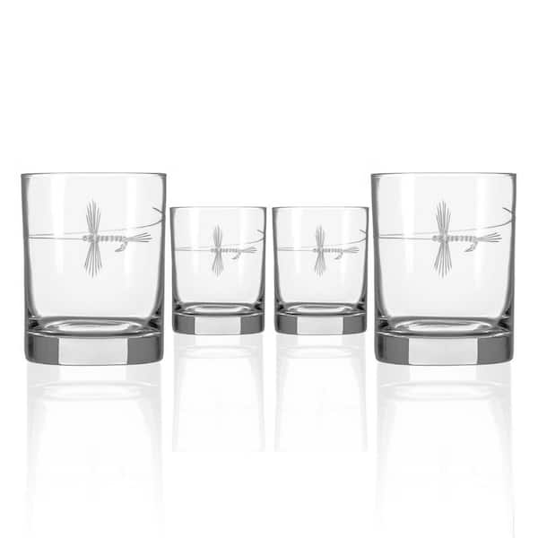 Fly Fishing 13 oz. Double Old Fashioned Whiskey Glasses - Set of 4