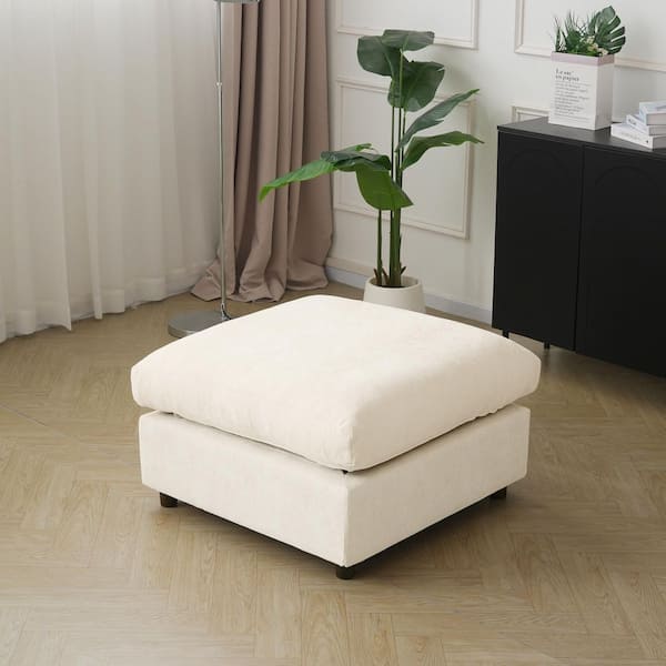 33.5 in. Armless Chenille Ottoman Modular Free Combination Sectional Sofa Ottoman in Beige 1 Piece