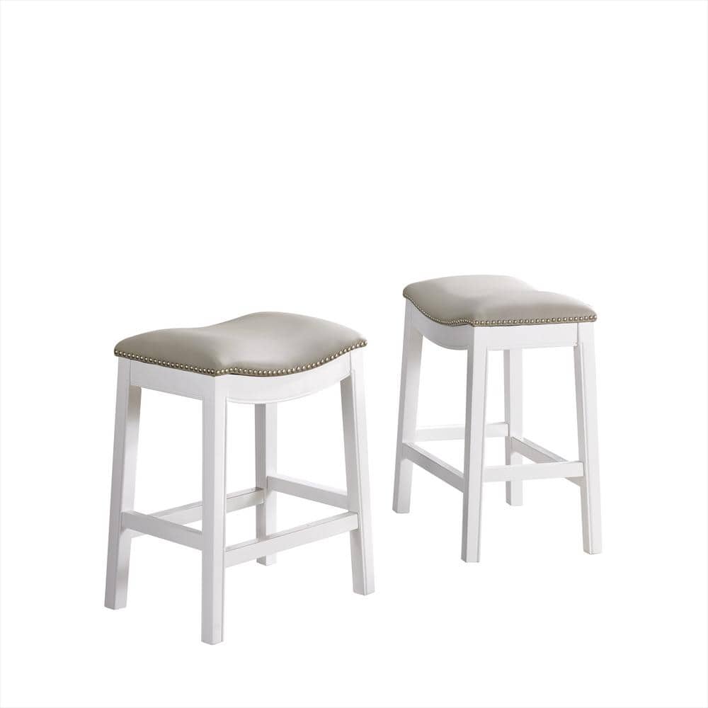 Williston White Counter Height Stool (2-Pack) with Cushioned Seat