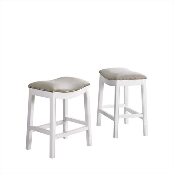 Alaterre Furniture Williston White Counter Height Stool (2-Pack) with Cushioned Seat