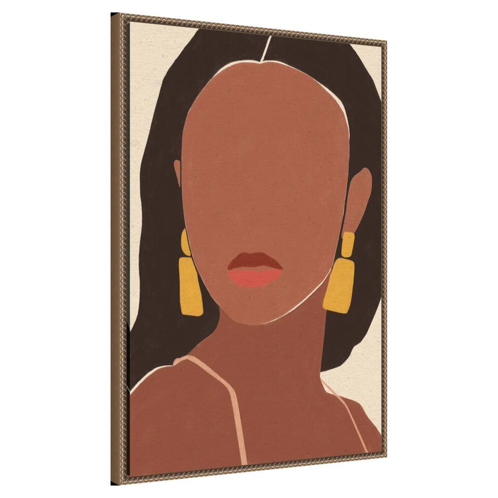 Sun Kissed Woman II Beaded Bronze Framed Canvas Wall Art