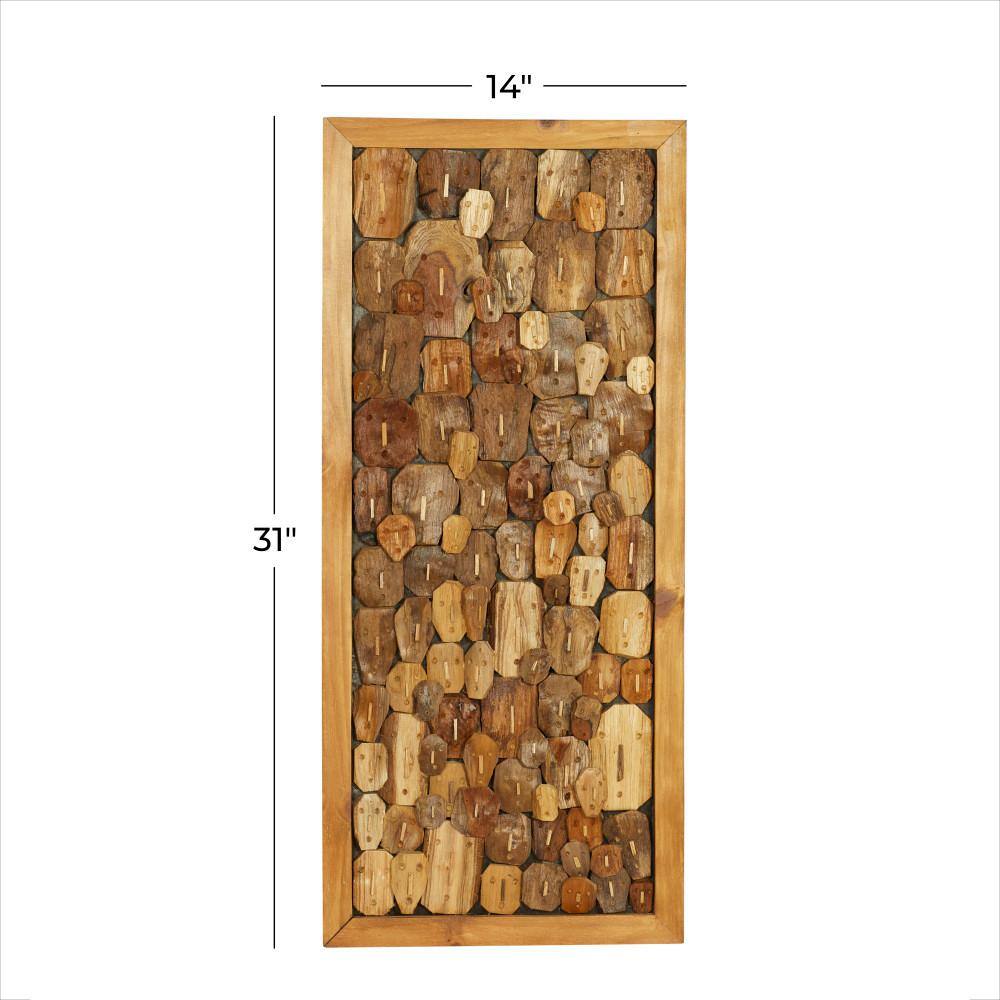 Rustic Brown Teak Wood Handmade Carved Faces Wall Decor