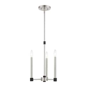 Karlstad 3 Light Brushed Nickel with Black Accents Chandelier