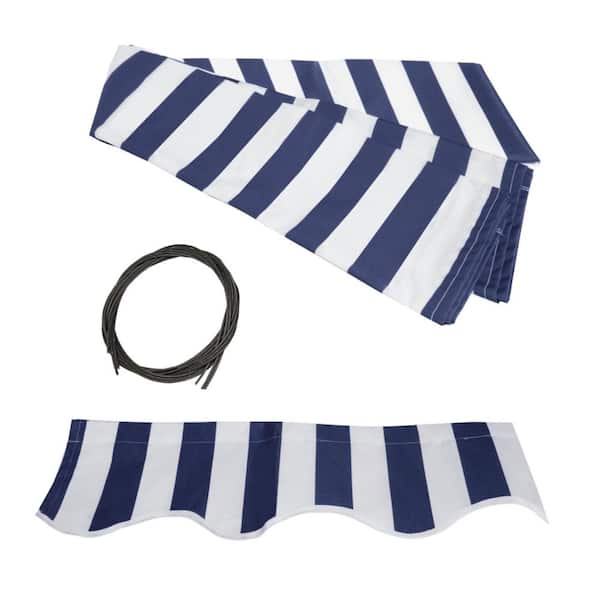ALEKO 8 ft. x 6.5 ft. Retractable Patio Awning in Blue/White Stripe