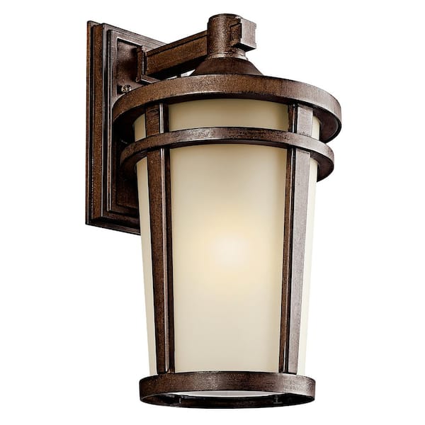 KICHLER Atwood 17.75 in. 1-Light Brownst1 Outdoor Hardwired Wall Lantern Sconce with No Bulbs Included (1-Pack)