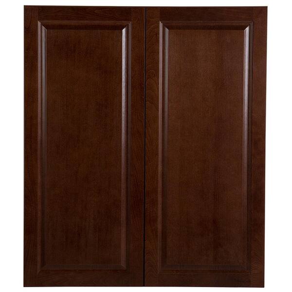 Hampton Bay Benton Assembled 36x42x12 in. Wall Cabinet in Amber