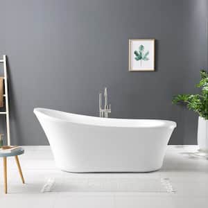 Skylar 70 in. Freestanding Flatbottom Single-Slipper Soaking Bathtub with Reversible Drain in White