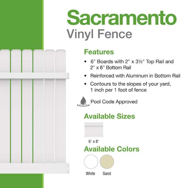 Outdoor Essentials Northport 6-ft H x 6-ft W White Privacy Vinyl Flat-top Fence Panel (Unassembled)