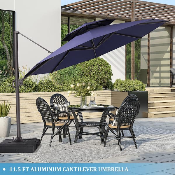 Crestlive Products 11.5 ft. x 11.5 ft. Umbrella Double Top Octagon in Navy Blue