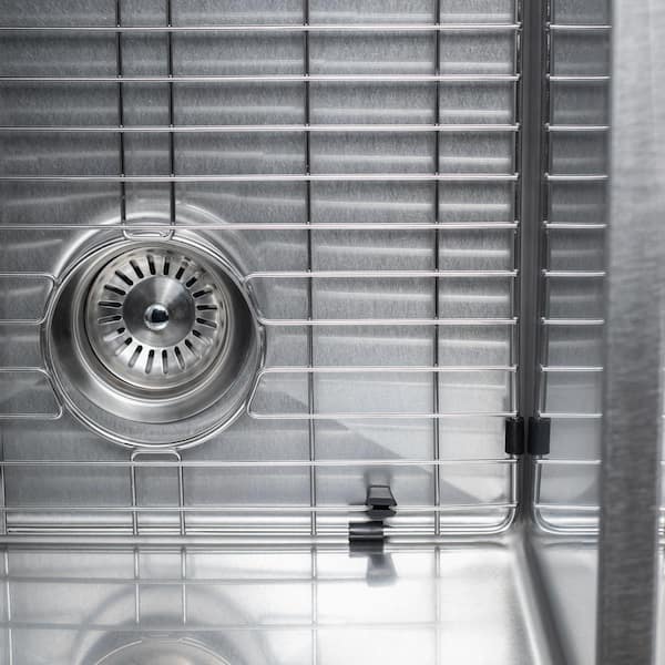 33 in. Meribel Undermount Single Bowl Satin Stainless Steel Kitchen Sink with Bottom Grid