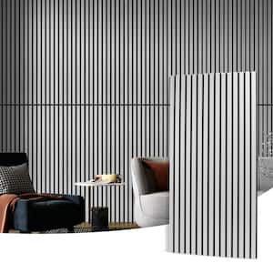 Gray 0.83in. x 2 ft. x 4 ft. Slat MDF Acoustic Decorative Wall Paneling, 3D Fluted Sound Absorbing Panel(31sq.ft./Case)