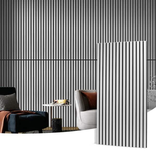 Art3dwallpanels Gray 0.83in. x 2 ft. x 4 ft. Slat MDF Acoustic Decorative Wall Paneling, 3D Fluted Sound Absorbing Panel(31sq.ft./Case)