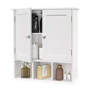 22 in. W x 5 in. D x 23 in. H White Bathroom Wall Cabinet with 2 Door Adjustable Shelves