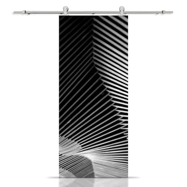 CALHOME 36 in. x 80 in. Artisan Print Series Linear MDF Modern Interior Sliding Barn Door with Hardware Kit