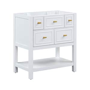 30 in. W x 18 in. D x 33 in. H Bath Vanity Cabinet without Top in White, Freestanding Bath Vanity with 5 Drawers