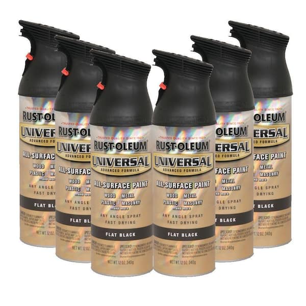 Rust-Oleum Universal 12 oz. Flat Black Spray Paint (6-Pack)-DISCONTINUED