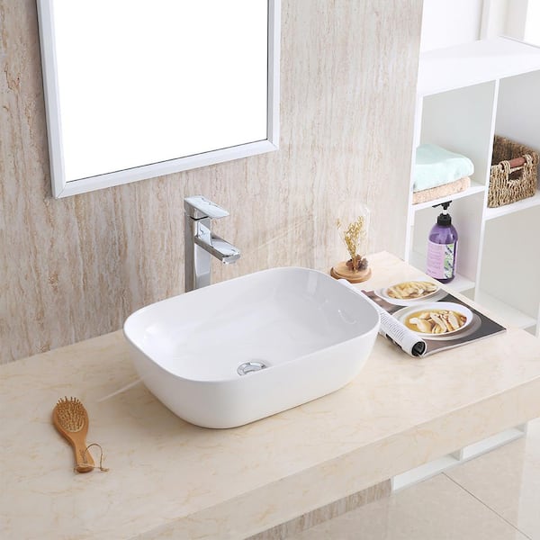 Karran Valera 20 in. Vitreous China Vessel Bathroom Sink in White