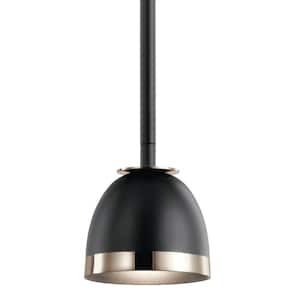 Baland 4 in. 1-Light Integrated LED Black Mid-Century Modern Shaded Kitchen Mini Pendant Hanging Light