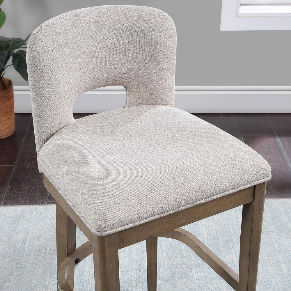 Chestnut Brown and White Upholstered Wood Bar Stool