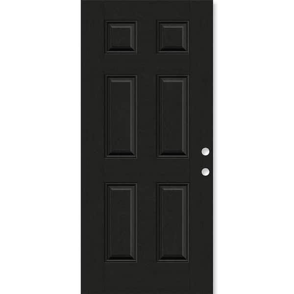 Regency 36 in. x 80 in. Left-Handed 6 Panel Onyx Stain Mahogany Fiberglass Front Door Slab
