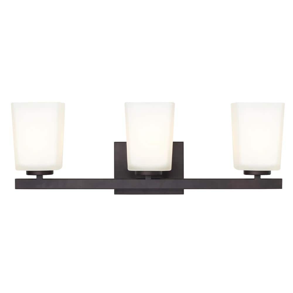 Hartley Oil Rubbed Bronze 3-Light Vanity with Opal Glass Shades