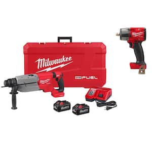 M18 FUEL ONE-KEY 18V Lithium-Ion Brushless Cordless 1-1/4 in. SDS-Plus D-Handle Rotary Hammer Kit with Impact Wrench