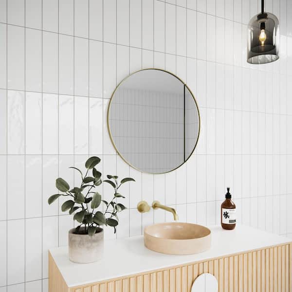 Juno 24 in. W x 24 in. H Round Gold Recessed/Surface Mount Medicine Cabinet with Mirror in Satin Brass Finish