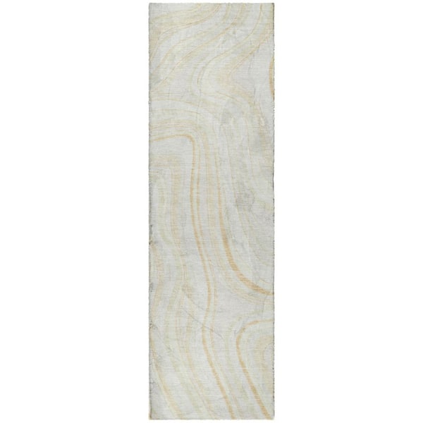 Dream Shag Premium Machine Washable Abstract ADS756 Ivory 2 ft. x 7 ft. Runner Rug