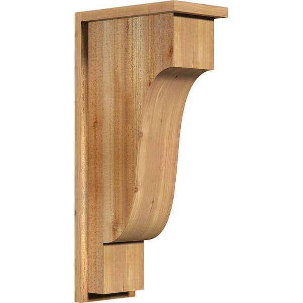 Ekena Millwork 8 in. x 14 in. x 30 in. Newport Rough Sawn Western Red Cedar Corbel with Backplate